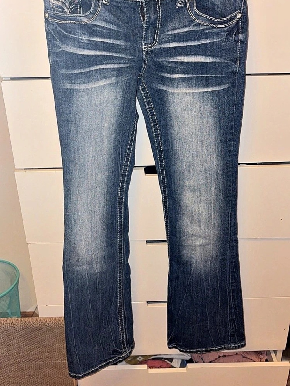 Vanity Collection Premium Vanity Collection Bootcut Embellished Jeans Blue Waist